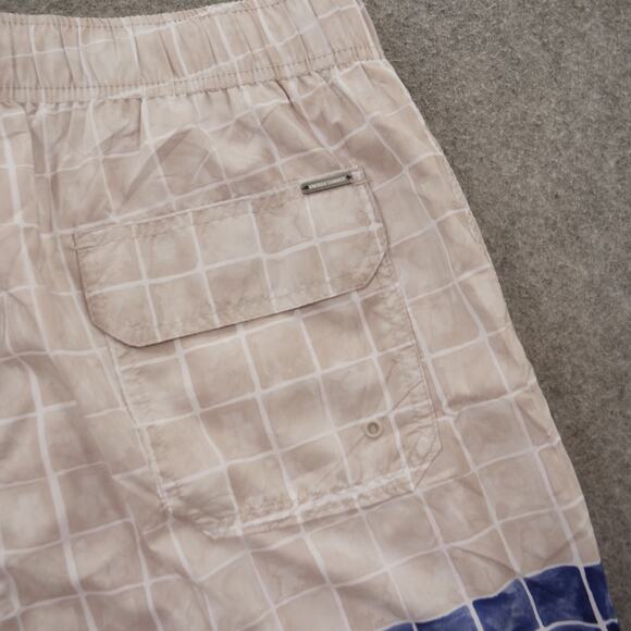 Vintage Summer Board Shorts Mens Large Blue Swim Surf Drawstring Print New - Picture 13 of 14